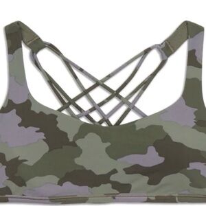 lululemon athletica Green Camo Strappy Sports Bra